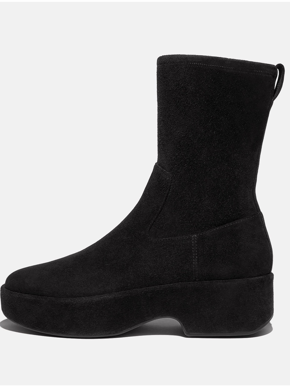 FitFlop F-LUMA Stretch All Black Suede Demi-Wedge Boots Size 8 NWB